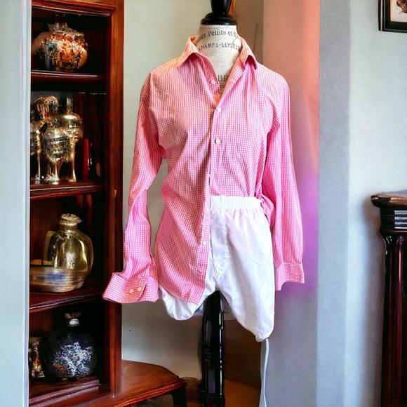 Pink gingham check button up cotton shirt. Gingham is super trendy summer wear - Picture 9 of 15